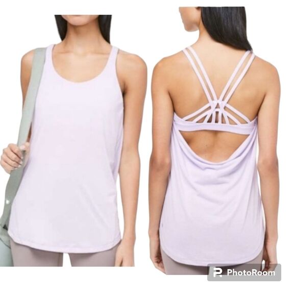 Lululemon Moment To Movement 2-In-1 Tank Heathered Sheer Lilac Size 4 - Picture 1 of 5